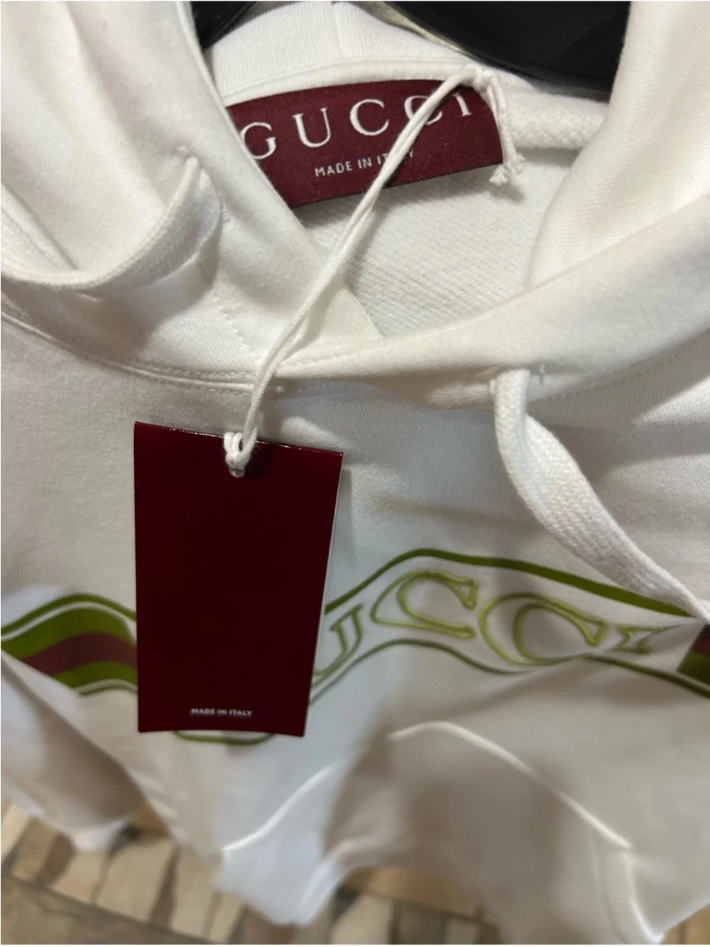 Men’s Gucci, cotton, iconic embroidered web stripe logo hoodie size XXXL. NWT.